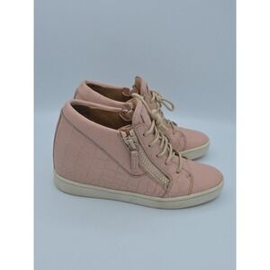 GIUSEPPE ZANOTTI 37 Women Double Zip Wedge Heel SNEAKERS Pink